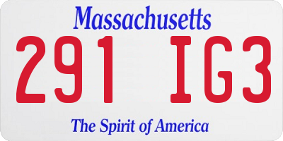 MA license plate 291IG3