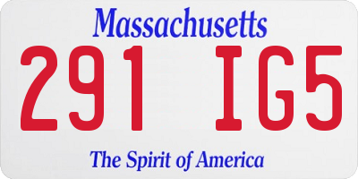 MA license plate 291IG5