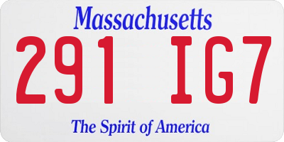 MA license plate 291IG7
