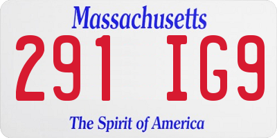 MA license plate 291IG9