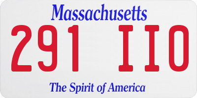 MA license plate 291II0
