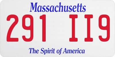 MA license plate 291II9