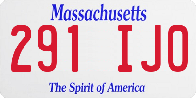 MA license plate 291IJ0