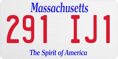 MA license plate 291IJ1
