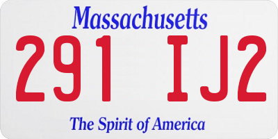 MA license plate 291IJ2
