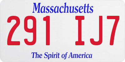 MA license plate 291IJ7