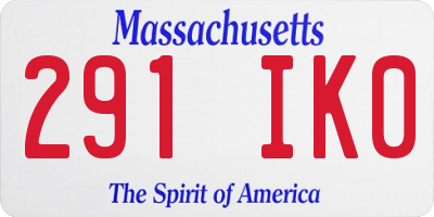 MA license plate 291IK0