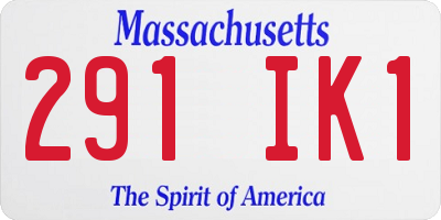 MA license plate 291IK1