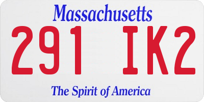MA license plate 291IK2