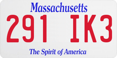 MA license plate 291IK3