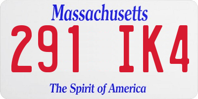 MA license plate 291IK4