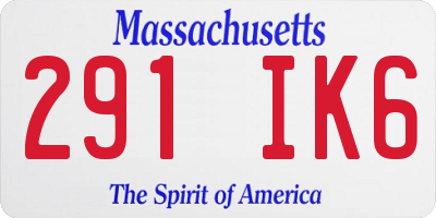 MA license plate 291IK6