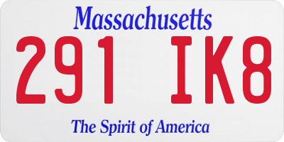 MA license plate 291IK8