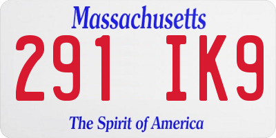 MA license plate 291IK9