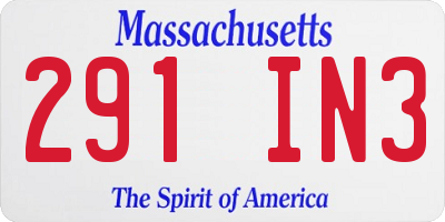 MA license plate 291IN3