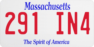 MA license plate 291IN4