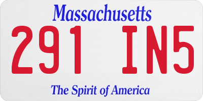 MA license plate 291IN5