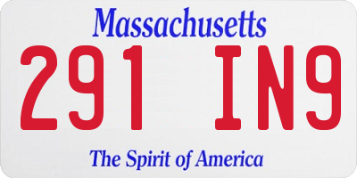 MA license plate 291IN9
