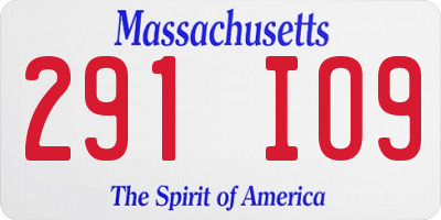 MA license plate 291IO9