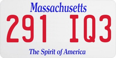 MA license plate 291IQ3