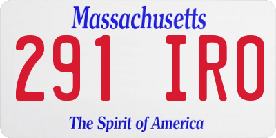 MA license plate 291IR0