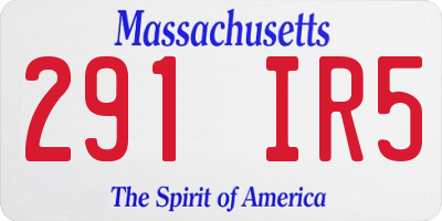 MA license plate 291IR5