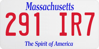 MA license plate 291IR7