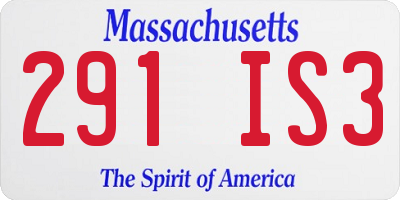 MA license plate 291IS3