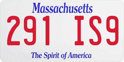 MA license plate 291IS9