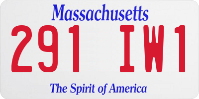 MA license plate 291IW1