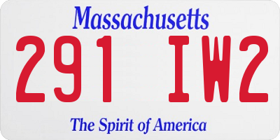 MA license plate 291IW2