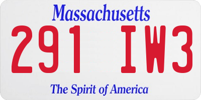 MA license plate 291IW3