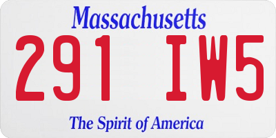 MA license plate 291IW5