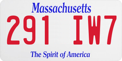 MA license plate 291IW7
