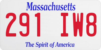 MA license plate 291IW8