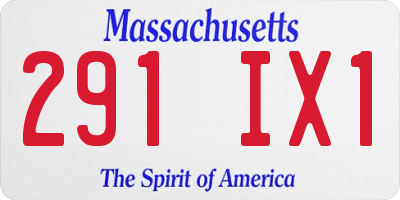 MA license plate 291IX1