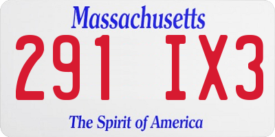 MA license plate 291IX3