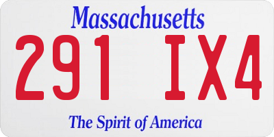 MA license plate 291IX4