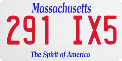 MA license plate 291IX5