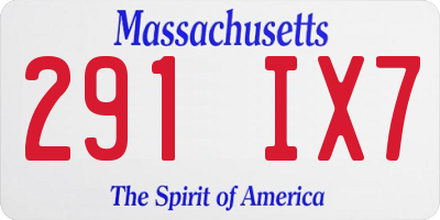 MA license plate 291IX7