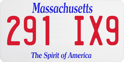 MA license plate 291IX9