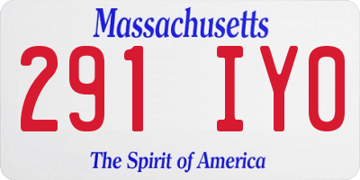 MA license plate 291IY0