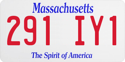 MA license plate 291IY1