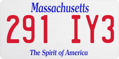 MA license plate 291IY3