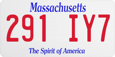 MA license plate 291IY7