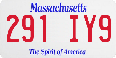 MA license plate 291IY9