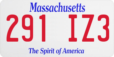 MA license plate 291IZ3