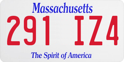 MA license plate 291IZ4
