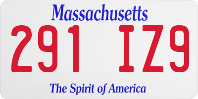 MA license plate 291IZ9