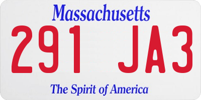 MA license plate 291JA3